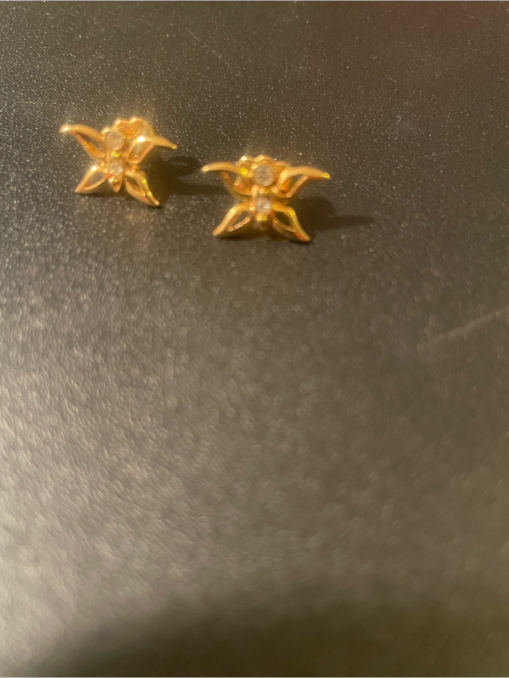 Gold Toned Floral Crystal-Accent Stud Earrings